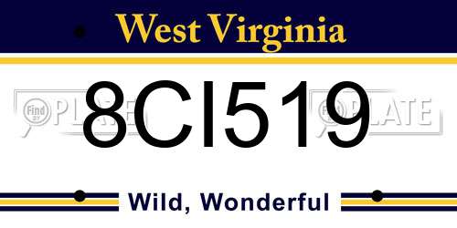 8CI519 West Virginia License Plate