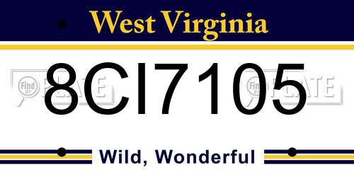 8CI7105 West Virginia License Plate