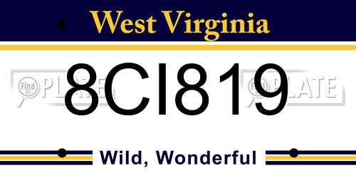 8CI819 West Virginia License Plate