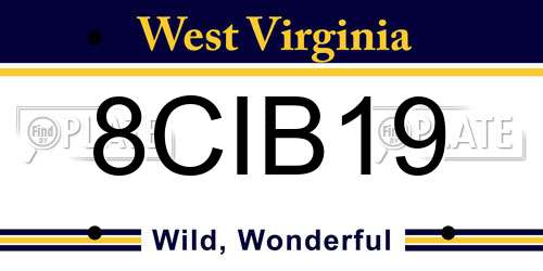 8CIB19 West Virginia License Plate