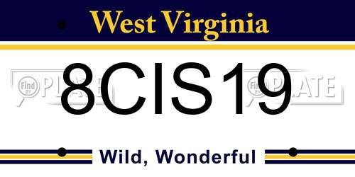 8CIS19 West Virginia License Plate