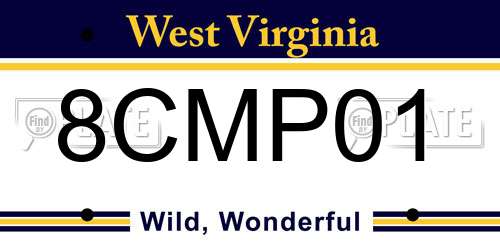 8CMP01 West Virginia License Plate