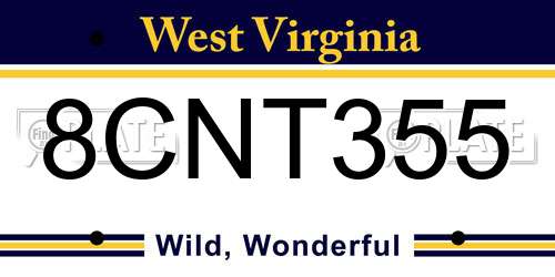 8CNT355 West Virginia License Plate