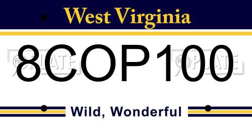 8COP100 West Virginia License Plate