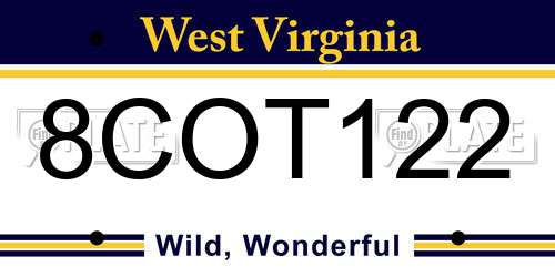 8COT122 West Virginia License Plate