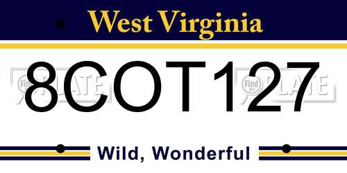 8COT127 West Virginia License Plate