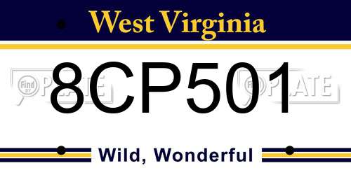 8CP501 West Virginia License Plate