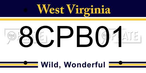 8CPB01 West Virginia License Plate