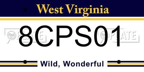 8CPS01 West Virginia License Plate