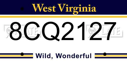 8CQ2127 West Virginia License Plate