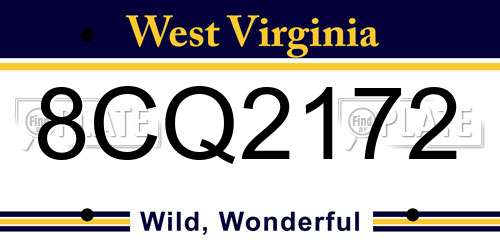 8CQ2172 West Virginia License Plate