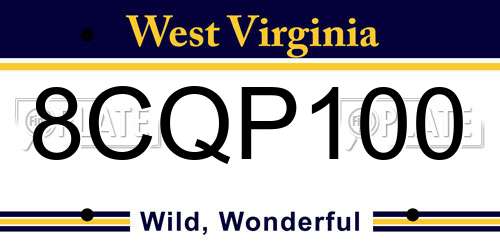 8CQP100 West Virginia License Plate