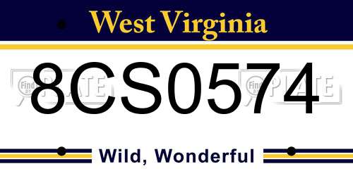 8CS0574 West Virginia License Plate