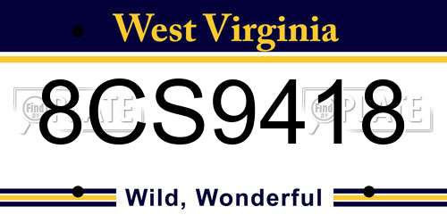 8CS9418 West Virginia License Plate