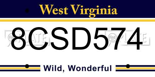 8CSD574 West Virginia License Plate