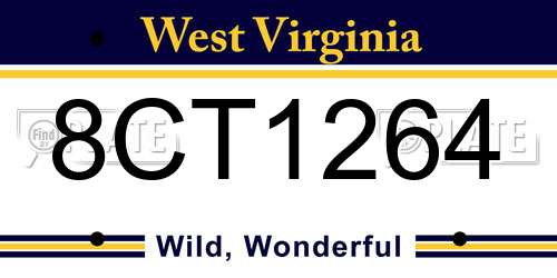8CT1264 West Virginia License Plate