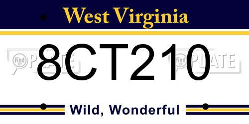 8CT210 West Virginia License Plate