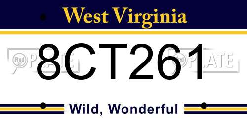 8CT261 West Virginia License Plate