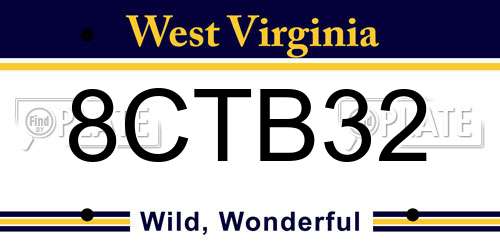 8CTB32 West Virginia License Plate