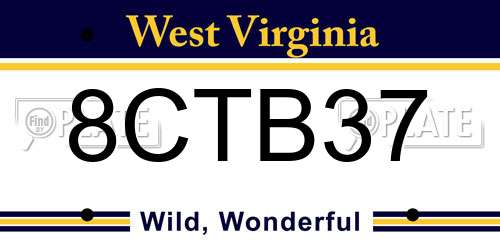 8CTB37 West Virginia License Plate