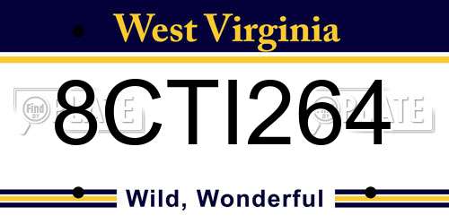 8CTI264 West Virginia License Plate