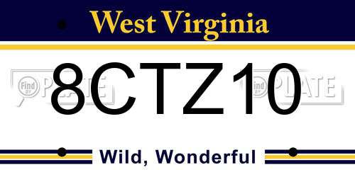 8CTZ10 West Virginia License Plate