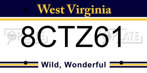 8CTZ61 West Virginia License Plate