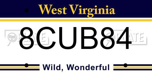 8CUB84 West Virginia License Plate