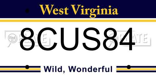 8CUS84 West Virginia License Plate