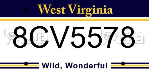 8CV5578 West Virginia License Plate