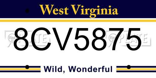 8CV5875 West Virginia License Plate