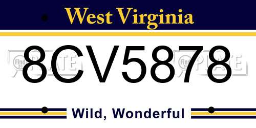 8CV5878 West Virginia License Plate