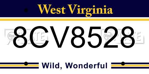 8CV8528 West Virginia License Plate
