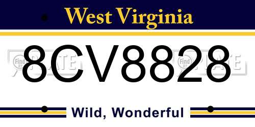 8CV8828 West Virginia License Plate