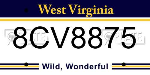 8CV8875 West Virginia License Plate