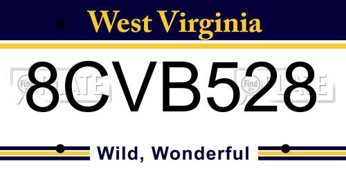 8CVB528 West Virginia License Plate
