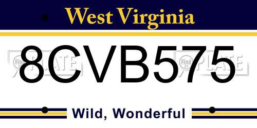 8CVB575 West Virginia License Plate