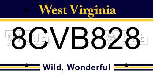 8CVB828 West Virginia License Plate
