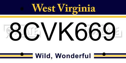 8CVK669 West Virginia License Plate