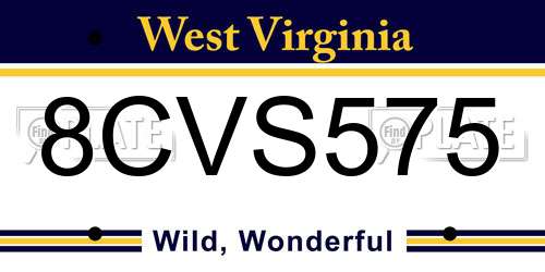 8CVS575 West Virginia License Plate