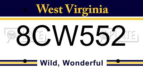 8CW552 West Virginia License Plate