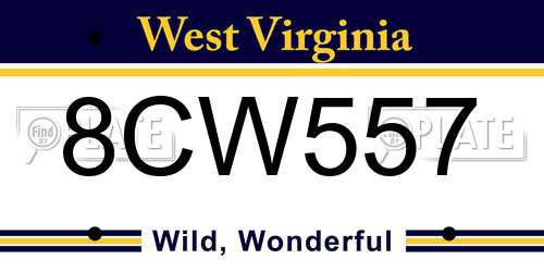 8CW557 West Virginia License Plate