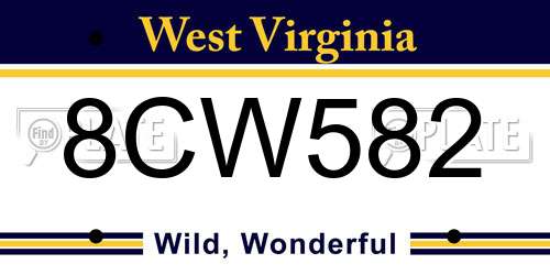 8CW582 West Virginia License Plate