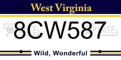 8CW587 West Virginia License Plate
