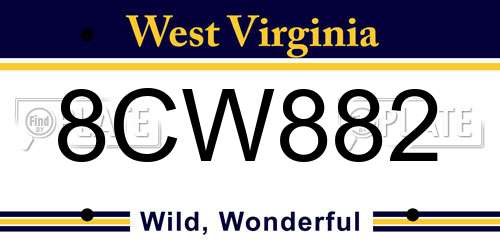 8CW882 West Virginia License Plate