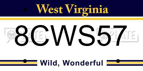 8CWS57 West Virginia License Plate