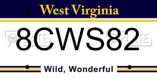 8CWS82 West Virginia License Plate