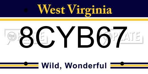 8CYB67 West Virginia License Plate