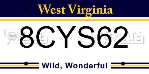 8CYS62 West Virginia License Plate