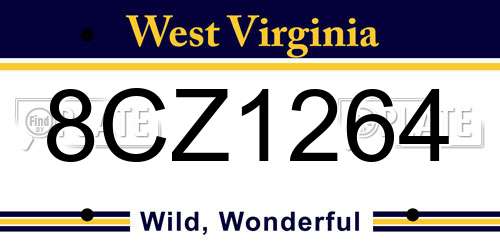 8CZ1264 West Virginia License Plate